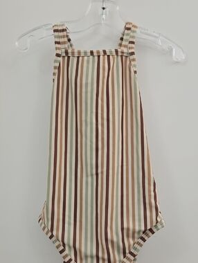 Kids One-Piece Swimsuit in Brown & Cream Stripes